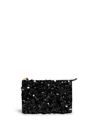 Main View - Click To Enlarge - MARNI - Floral appliqué large accordion leather clutch