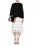 Figure View - Click To Enlarge - MARNI - Floral appliqué large accordion leather clutch