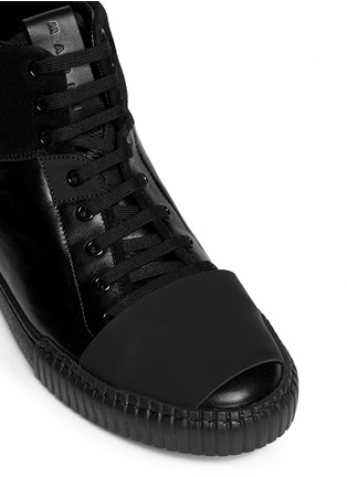 Detail View - Click To Enlarge - MARNI - Rubber front band padded leather sneakers