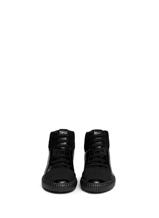 Figure View - Click To Enlarge - MARNI - Rubber front band padded leather sneakers
