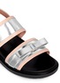 Detail View - Click To Enlarge - MARNI - Contrast trim metallic leather bow sandals