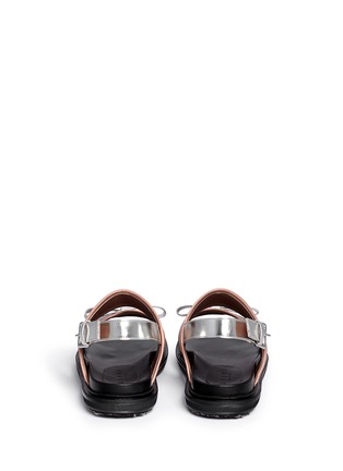 Back View - Click To Enlarge - MARNI - Contrast trim metallic leather bow sandals