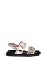 Main View - Click To Enlarge - MARNI - Contrast trim metallic leather bow sandals
