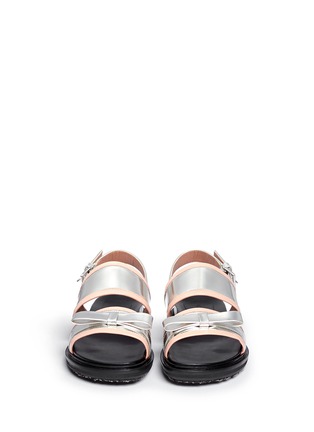Figure View - Click To Enlarge - MARNI - Contrast trim metallic leather bow sandals
