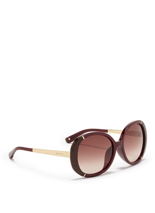 Figure View - Click To Enlarge - JIMMY CHOO - 'Millie' python trim acetate sunglasses