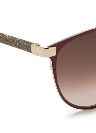 Detail View - Click To Enlarge - JIMMY CHOO - 'Posie' glitter temple metal sunglasses