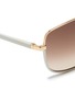 Detail View - Click To Enlarge - JIMMY CHOO - 'Carry' leather trim wire rim sunglasses