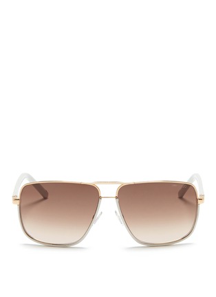 Main View - Click To Enlarge - JIMMY CHOO - 'Carry' leather trim wire rim sunglasses