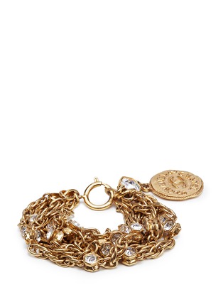 Main View - Click To Enlarge - VINTAGE CHANEL - Logo coin strass multi chain bracelet