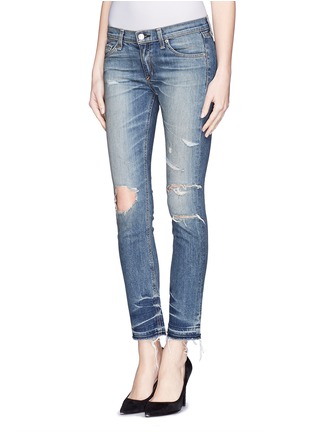Front View - Click To Enlarge -  - 'Boyfriend Jean' distressed cropped jeans