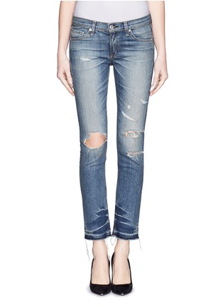 Main View - Click To Enlarge -  - 'Boyfriend Jean' distressed cropped jeans