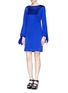 Figure View - Click To Enlarge - CARVEN - Bow cuff satin dress