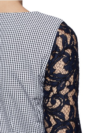Detail View - Click To Enlarge - CARVEN - Floral lace overlay gingham check dress