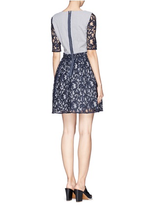 Back View - Click To Enlarge - CARVEN - Floral lace overlay gingham check dress
