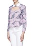 Front View - Click To Enlarge - CARVEN - Floral print cutout cropped shirt