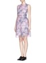 Figure View - Click To Enlarge - CARVEN - Photographic floral print open back organza dress