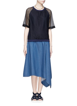 Figure View - Click To Enlarge - SEE BY CHLOÉ - Lace overlay raglan sleeve jersey top