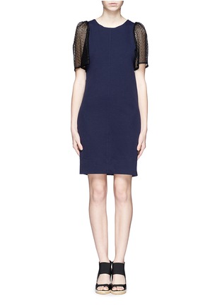 Main View - Click To Enlarge - SEE BY CHLOÉ - Eyelet lace sleeve jersey dress