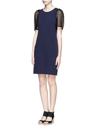 Figure View - Click To Enlarge - SEE BY CHLOÉ - Eyelet lace sleeve jersey dress