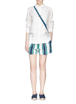 Figure View - Click To Enlarge - SEE BY CHLOÉ - Eyelet cutout cotton poplin shirt