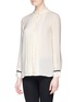 Front View - Click To Enlarge - SEE BY CHLOÉ - Pleat placket contrast cuff crepe shirt