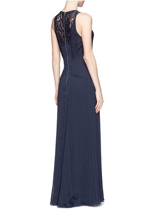 Back View - Click To Enlarge - WHISTLES - Gina lace plissé chiffon gown