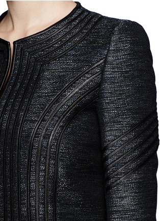 Detail View - Click To Enlarge - DIANE VON FURSTENBERG - Phoenix leather stripe tweed jacket