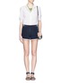 Figure View - Click To Enlarge - DIANE VON FURSTENBERG - Tiffany contrast piping silk shorts