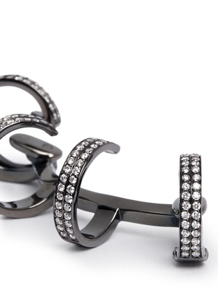 Detail View - Click To Enlarge - REPOSSI - 'Berbère' diamond black gold 4-hoop ear cuff