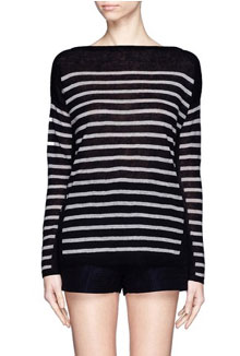  Stripe linen knit top